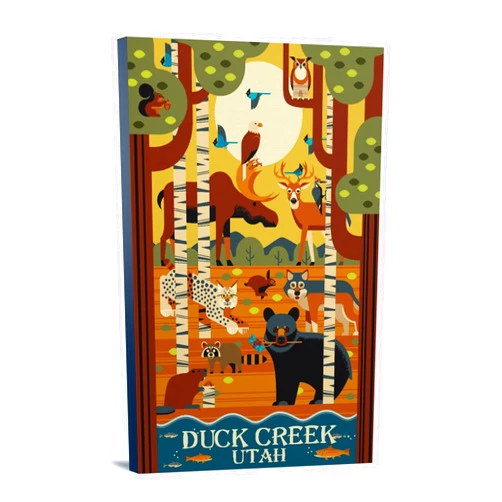 Lantern Press Duck Creek, Utah, Stay Wild, Forest Animals, Geometric, (24x36 Wrapped Canvas, Wall Decor, Artwork)