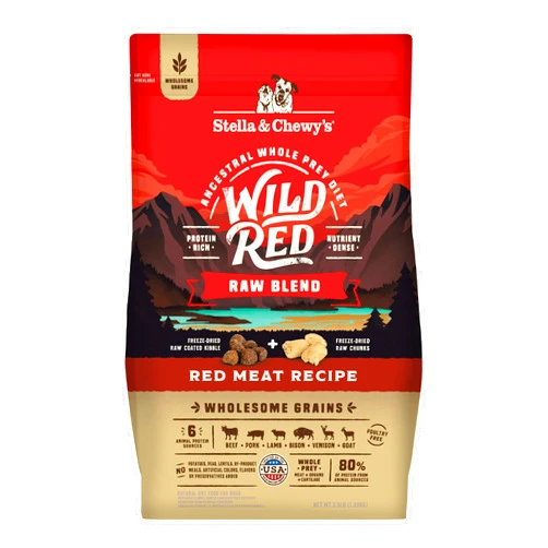 Stella & Chewy's Wild Red Dry Dog Food Raw Blend High Protein Wholesome Grains Red Meat Recipe, 3.5 lb. Bag