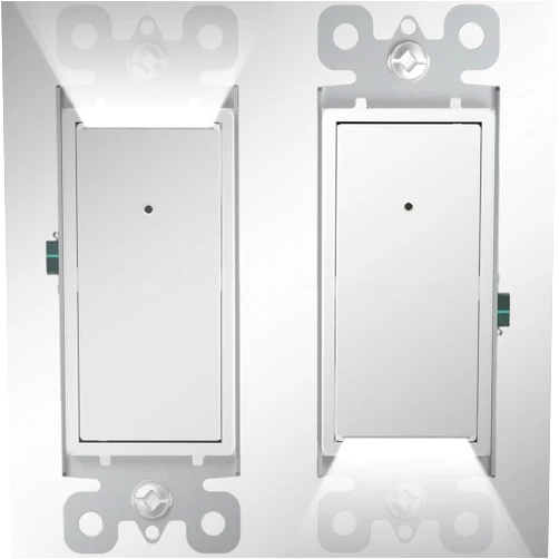 SOZULAMP 3 Way Light Switch with Night Light-Easy to install-No Neutral Required,illuminated Decora Paddle White Wall 3 Way Switch with Light Sensor,15 Amp 110V,Residential Grade(2Pack,Dayligh LED)