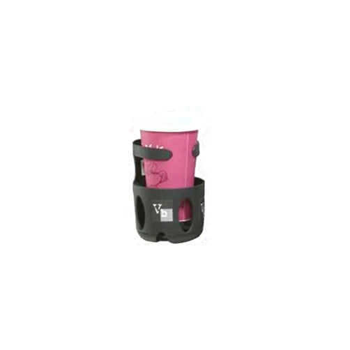 Valco Baby Universal Cup Holder – Fits Strollers, Walkers, Wheelchairs, Golf Carts, Motorcycles – Secure Drink Attachment, Adjustable for Most Container Sizes, Black