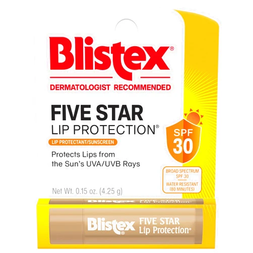 Blistex Five Star Lip Protection Balm, 0.15 Ounce ? Wind & Water-Resistant Lip Care, Broad Spectrum SPF 30 Sun Protection, Soothes Cold Chapped Lips, Hydrating Lip Treatment, Holds in Moisture