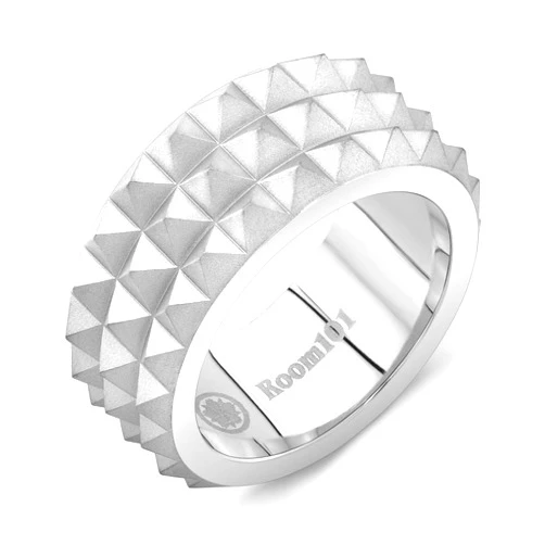Room 101 Stainless Steel Matte Finish 10mm Spike Ring for Mens - Superior Durability Bold Spike Texture Design Comfort Fit Inner Band for Him, Comfortable Jewelry for Men, Ring Size 9