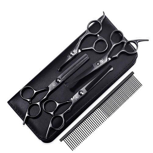 GLADOG Dog Grooming Scissors Kit with Safety Round Tips, GLADOG Professional 6 in 1 Grooming Scissors for Dogs, Sharp and Heavy-duty Dog Grooming Shears for Dogs Cats
