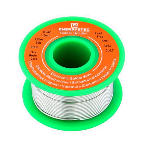 E ENERSYSTEC Solder Wire Lead Free Rosin Core Flux 1.0mm Electronics Soldering Diameter 0.04in No Lead 1.76oz 50g Sn99 Ag0.3 Cu0.7 Flow RoHS Electrical Solder Wire Electric Repair Unlead