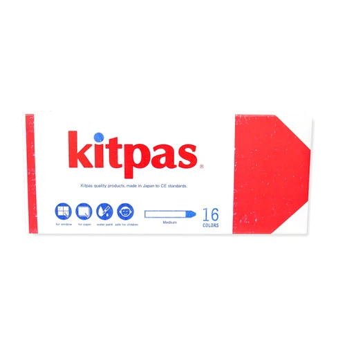 Kitpas 16 Medium Crayons - Water-Soluble Coloring Crayons for Paper, Glass, & Windows, Color Sticks for Toddlers, Kids Ages 3+