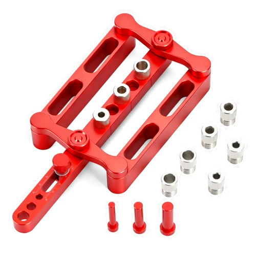 Gickbusus Self Centering Doweling Jig Kit, Dowel Jig for Woodworking Joinery, 6/8/10mm Dowel Hole Locator with Steel Bushings, Adjustable Tool for Furniture and Cabinet