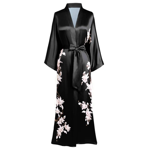 BABEYOND Kimono Robe Cover up Long Floral Satin Sleepwear Silky Bathrobe Bachelorette Robe