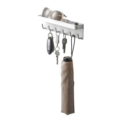 Yamazaki Home Magnetic Key Rack with Tray Steel One Size White