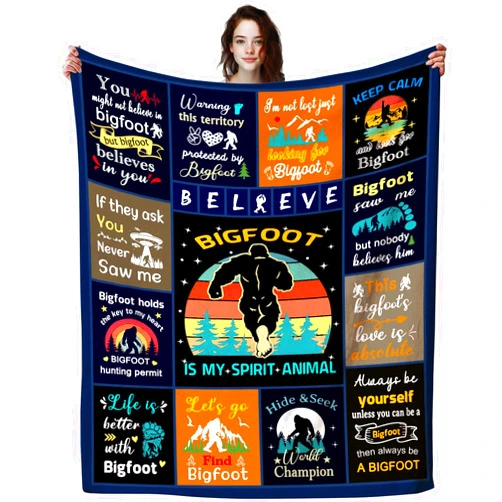 Eyedig Bigfoot Sasquatch Blanket Gifts for Adults Men Unique,Cool Bigfoot Throw Blankets Sasquatch Decor for Men Women Kids Boys Bigfoot Lovers 50