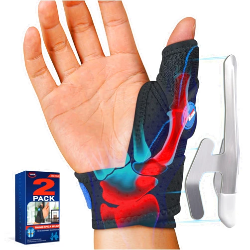 FEATOL 2 Pack Thumb Brace for De Quervains Tenosynovitis, Thumb Spica Splint for CMC Joint Support, Arthritis, Trigger Finger, Sprains, Left & Right, Medium