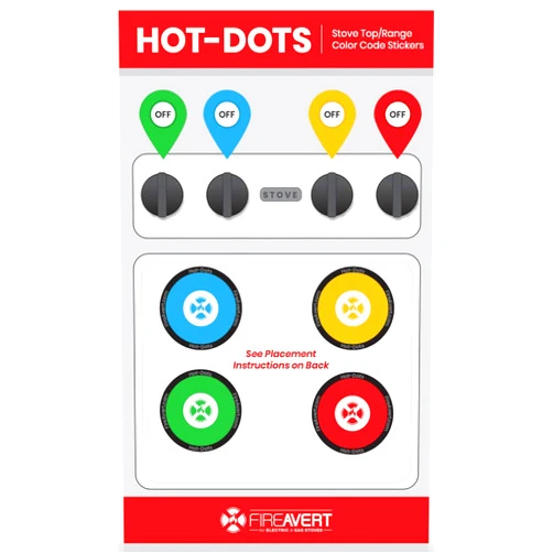FireAvert Hot Dot by FireAvert - Stove Top/Range Color Code Stickers