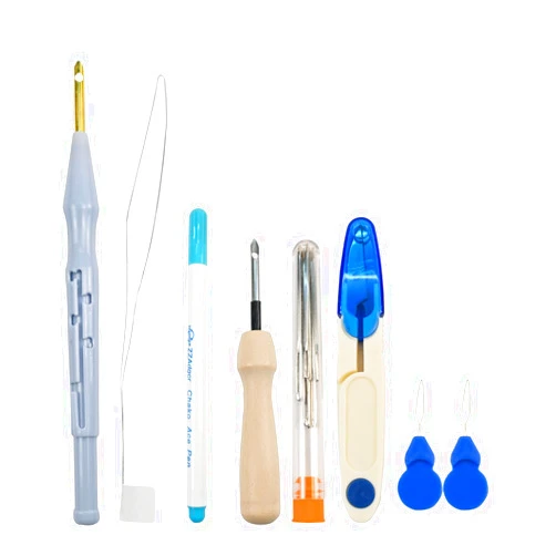 Yoquare 16 PCS Punch Needle Kits Adjustable Rug Yarn Punch Needle Wooden Handle Embroidery Pen Needle Threader Punch Needle Cloth for Embroidery Floss Cross Stitching Beginner