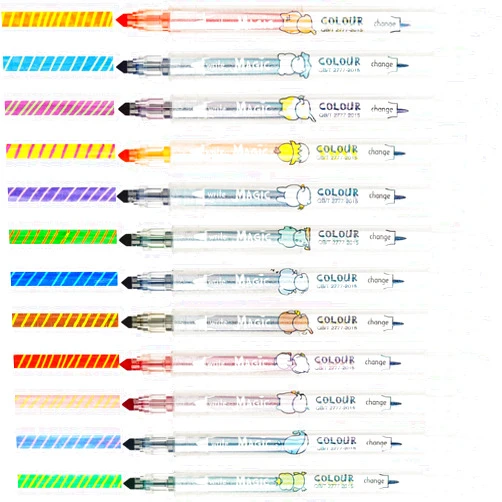 NiArt 12-Pack Color Changing Marker Set, Dual Tip Highlighter Assorted Colors Magic Pens Changing Erasing Fine Tip Assorted Color, Fluorescent for Art Journal
