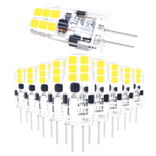 Hanbaak G4 LED Bulb, G4 12V Bi Pin Base 20W Halogen Bulb Replacement, Daylight White 6000K Non-Dimmable, 10-Pack