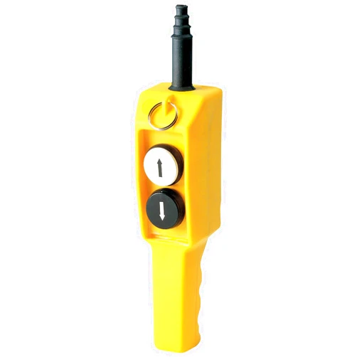 Automation Systems Interconnect ASI P02.1 2-Button Ergonomic Grip Pendant Station, 600 Volt Maximum Operating Voltage, 1NO/1NC Contact, Up-Down Arrows, Waterproof, Shock-Proof