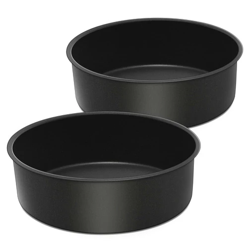 E-far 9½ x 3 Inch Cake Pan Set of 2, Nonstick Stainless Steel Round Cake Pans Tin for Baking Birthday Wedding Layer Cakes, Stainless Steel Core & Non-toxic Coating, Deep & Straight Side