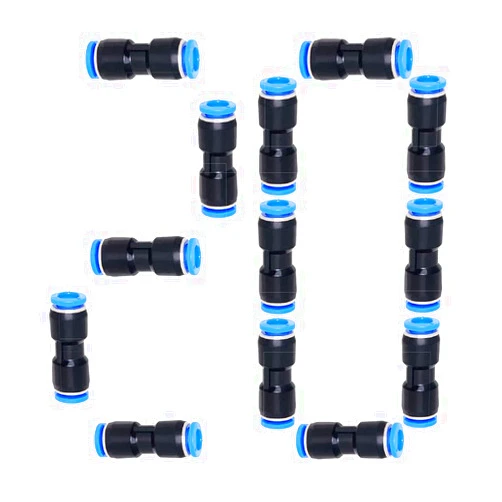 Beduan Push to Connect Fitting, 8mm Tube OD Pneumatic Quick Adapter Tubing Air Hose Line Pipe Fitting 20Pcs For 5/16