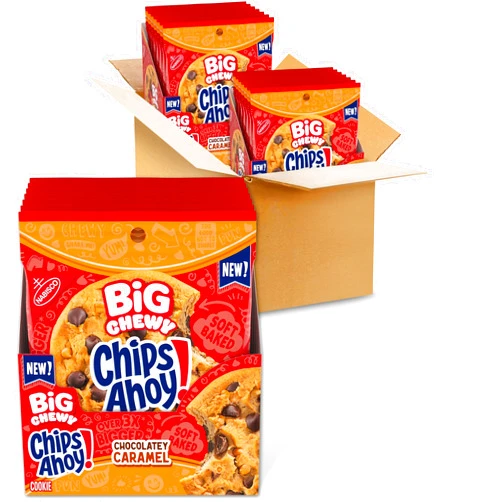 CHIPS AHOY! Big Chewy Chocolate Chip Cookies, Chocolatey Caramel, 14 Snack Packs (1 Cookie Per Pack)