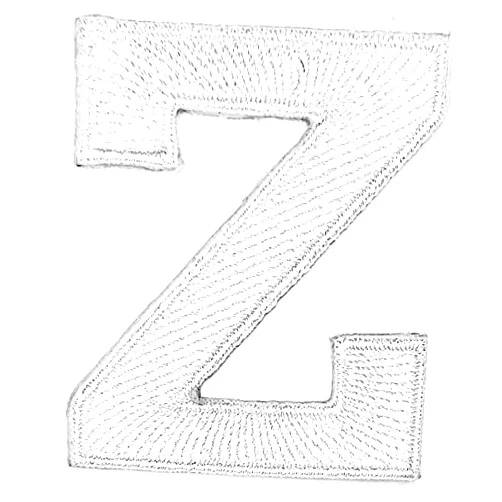 HHO A-Z PATCH HHO Patch White Z Letter Patch Size 2 INCH. Alphabet Stickers Crafts Decoration Fabric ABC English Letters Embroidered Iron on Patches for Costume Badge Sign (Z)
