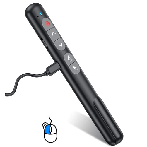 NinjajoyOX Wireless Presentation Clicker, Rechargeable Clicker for Powerpoint Presentations, Presentation Remote with Red Light&Air Mouse&Volume Control, Plug & Play Compatible with Keynote/PPT/Mac/PC/Laptop