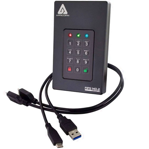 Apricorn 2TB Aegis Fortress L3- FIPS Level 3 Validated USB 3.0 Hardware Encrypted Portable Drive (AFL3-2TB) , black