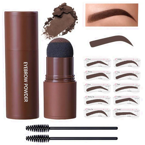 AMY'S DIARY Eyebrow Stamp Stencil Set, Eyebrow Charm Stencils Shaping Kit, Long-Lasting Eyebrow Pomade for Women Girl, Cruelty-Free plantillas para la cejas (dark brown)
