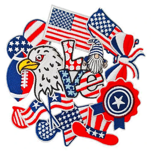 Jefuzh Independence Day Iron on Patches, Iron on/Sew on Patches for Clothes, Hats, Jeans, Skirts, T-Shirts, Backpacks, Etc.（12pcs)