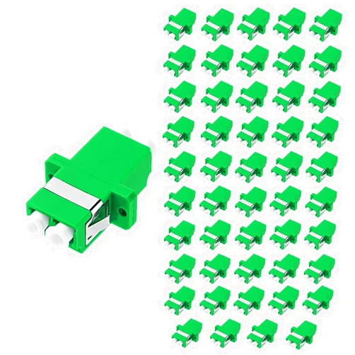 GwliUni 50Pcs LC-APC to LC-APC Couplers, Duplex Fiber Optical Adapters Cable Connectors with Panel Mounting Wing