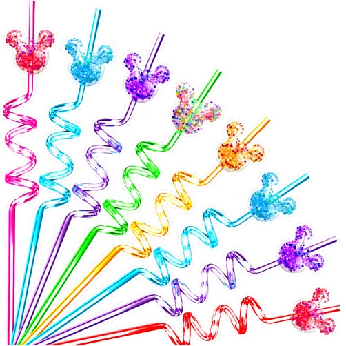 Gonumi 24Pcs Glitter Mouse Straws for Minnie Mickey Party Favors, Straws for Minnie Mickey Birthday Party Supplies, Drinking Straws for Boys Girls Minnie Mickey Party Decorations