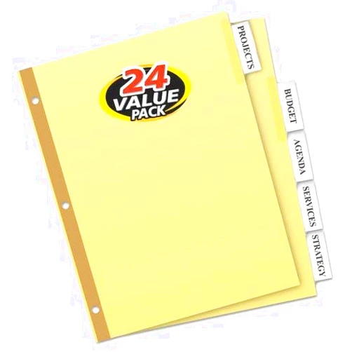 Avery 11113 WorkSaver Insertable Tab Index Dividers, 5-Tab, 8-1/2 x 11, Clear, 24 Sets/Box