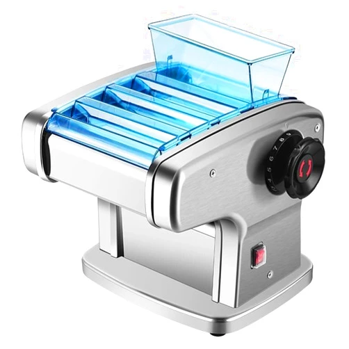 ZQJYMXM Stainless Steel Commercial Noodle Dough Roller Maker, Multifunction Dumplings Wonton Making Machine with Protective Cover, 1-4mm Automatic Electric Pasta Maker, for Noodles/Spaghetti(Size:OneKnife)