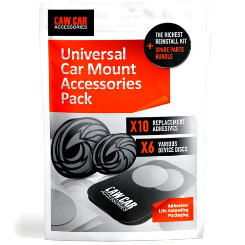 CAW.CAR Accessories The Richest Replacement Pack for Any Magnetic Car Mount - PopSocket Compatible Metal Phone Plates (Discs) and 3M Adhesive Stickers in Unique Adhesives Life Extending Packaging