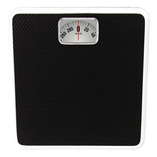 Taylor Analog Scale, Dial Scale for Body Weight, Mechanical Bathroom Scale, Highly Accurate Non-Digital Weighing Machine, Measures Weight up to 300 lb Capacity, Battery Free, FSA HSA Eligible, Black