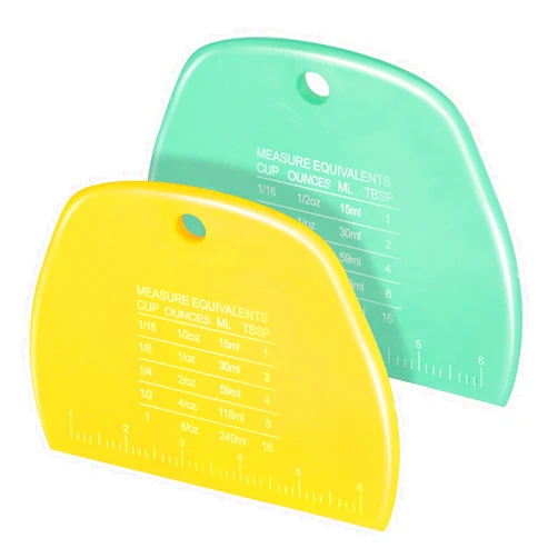 Teenitor 2 Pieces Dough Scraper, Dough Cutter Bench Scraper, Dough Scrapers Multipurpose Food Scrapers for Dough, Cake, Bread Yellow and Green