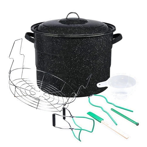 Granite Ware 8 Piece Enamelware Water bath canning Pot with Canning kit and Rack. Canning Supplies Starter Kit