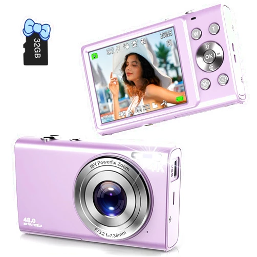 Anteam Digital Camera, Autofocus FHD 4K Vlogging Camera 48MP 16X Digital Zoom Digital Camera with 32GB Memory Card Portable Compact Small Video Camera for Teens Adult Beginner