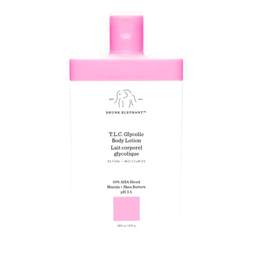 Drunk Elephant T.L.C. Glycolic Body Lotion - 240 ml/8 fl oz - Lightweight 10% Exfoliating AHA Lotion - Clean Clinical Skincare - Cruelty-Free - Free of Essential Oils, Silicones, and Fragrance
