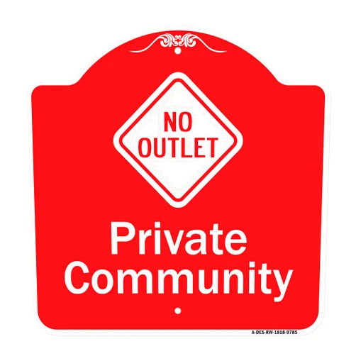 MIGHTY SKINS SignMission Designer Series Sign - Private Community with No Outlet Symbol | Red & White 18