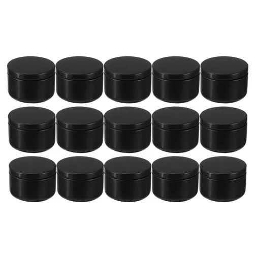 ARTIBETTER 24pcs Candle Tins 50ml Aluminum Tins Mini Round Empty Candle Containers Tin Jars with Lids for Candle Making Spices and Metal Tea Lights Cups (Black)
