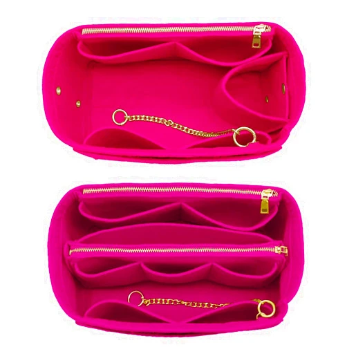 LEXSION 3 in 1 Felt Purse Organizer Insert Bag in Bag with a Bottle Holder Shaper 8026 Rosy SM