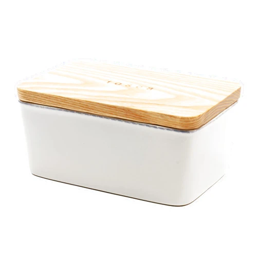 Yamazaki Home Butter Dish Ceramic | Large | Food Storage, White