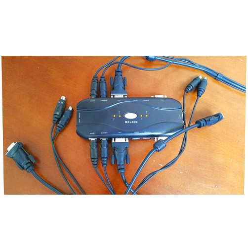 BELKIN F1DJ104P-B 4-Port KVM Switch Bundled with Cables