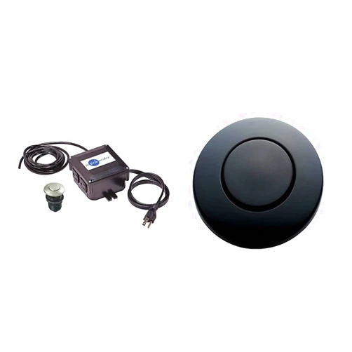InSinkErator STS-OOSN Garbage-disposals, Satin Nickel & STC-MTBLK Push SinkTop Switch Button, Matte Black