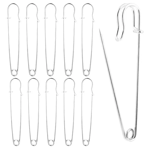 Sliverdew 4 Inch Large Safety Pins, 15pcs Safety Pins Heavy Duty Safety Pins Extra Large Safety Pin for Canvas Leather Blankets Skirts Quilting Laundry Craft