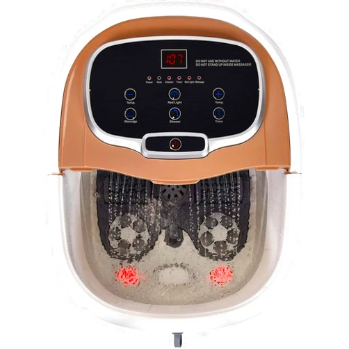 Giantex Foot Spa, Foot Spa Bath Massager with Heat, Adjustable Water Shower, Motorized Shiatsu Massage Balls, 2 Maize Rollers, Time & Temper Control, LED Display, Pedicure Foot Bath Soak Tub, Brown