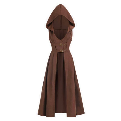 LTAKK Renaissance Costume Women Hoodie Medieval Pirate Dress High Low Corset Ren Faire Overdress with Hood
