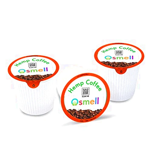 Osmell Coffee Hemp Coffee Pods 100% Colombian Coffee Blend with Pure Hemp (100% Natural Hemp - Made in the USA), Artisan Coffee Roasters, DARK ROAST for Keurig K-Cup Coffee Maker. 12 count
