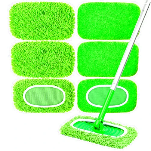 NXPPYY 6-Pack Reusable Microfiber Mop Pads Compatible with Swiffer Sweeper, Dry & Wet Sweeping Cloths - Washable Wet Pads Refill for Multi-Surface/Hardwood Floor Cleaning