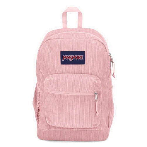 JanSport Cross Town Plus Remix Backpack - Padded Back Panel, Laptop Sleeve, and Front Pocket Organizer - Misty Rose Corduroy