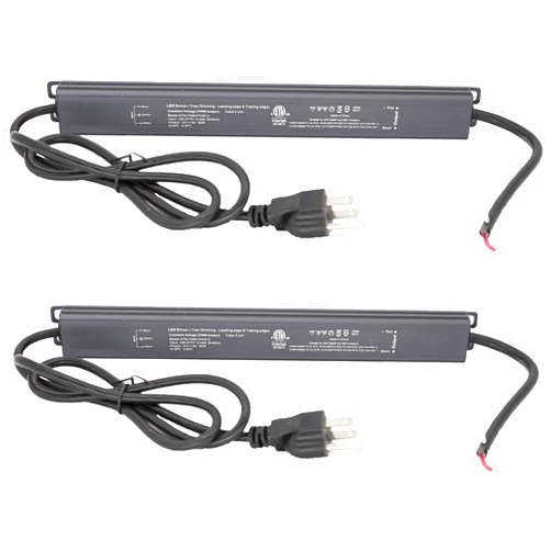 LEDUPDATES 60W LED Dimmable Driver, 2 Pack 110v AC to 12v DC Transformer Triac Linear Style for LED Strip Light Module Compatible with Lutron Leviton Constant Voltage (12v)